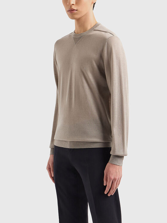 Пуловер с овално деколте от вълнен бленд - 1