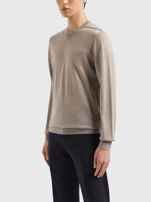 Round neck wool blend sweater - 1