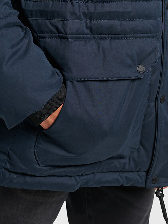 Black padded jacket with hood - 5