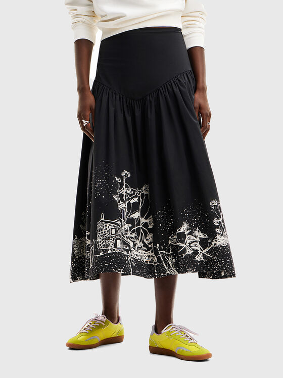 Black midi skirt with contrast details  - 1