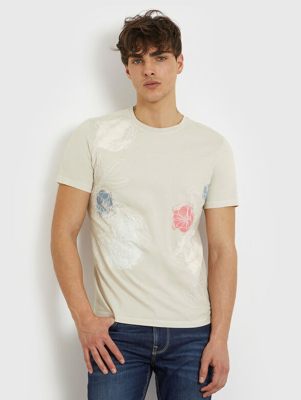 T-shirt with floral embroidery and print - 1