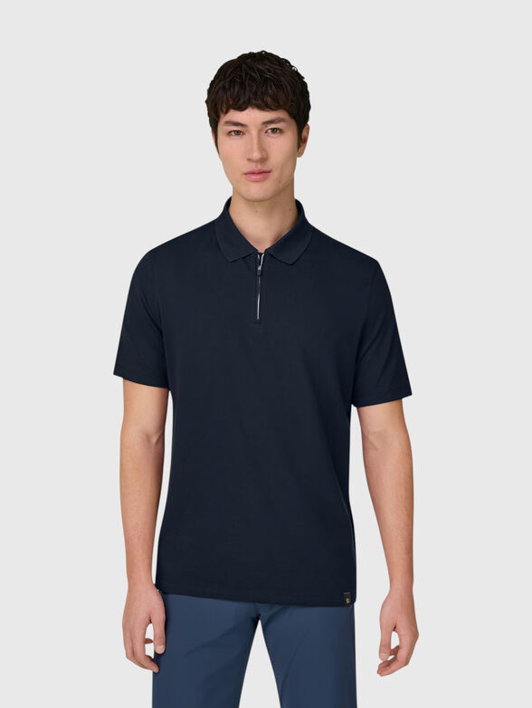Dark blue polo shirt with a zip - 1
