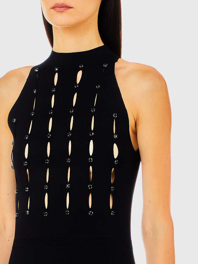 Dress with accent cutouts and rhinestones - 3