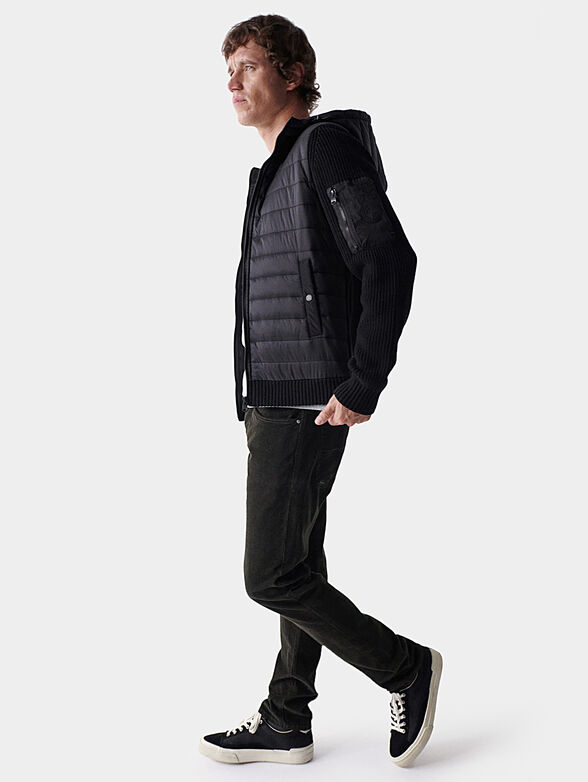Black hooded jacket with knitted elements - 5