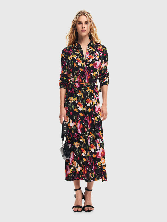 Dress with floral print and belt - 1