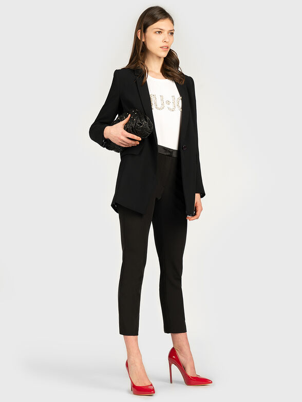 Black t-shirt with pearls and crystals - 4