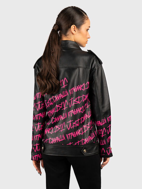 Logo-print leather jacket  - 2