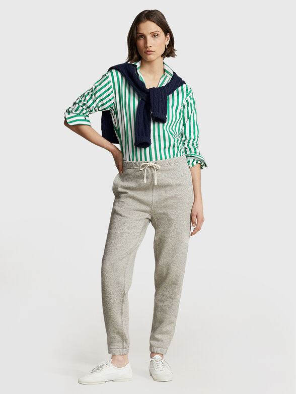 Cotton shirt in green striped pattern - 2