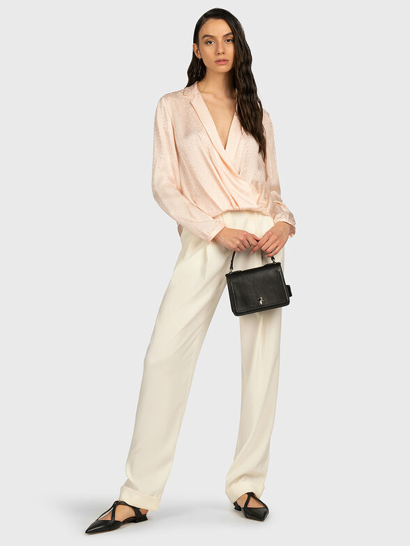 Pink blouse with deep neckline - 4