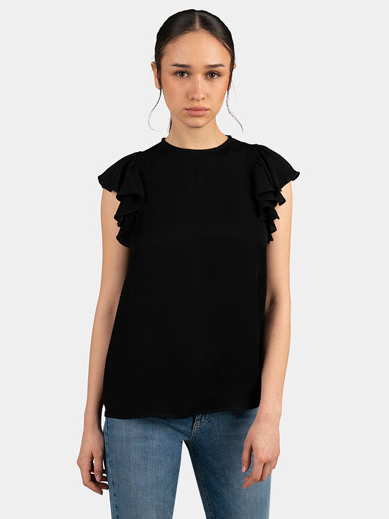 Black blouse with frills - 1