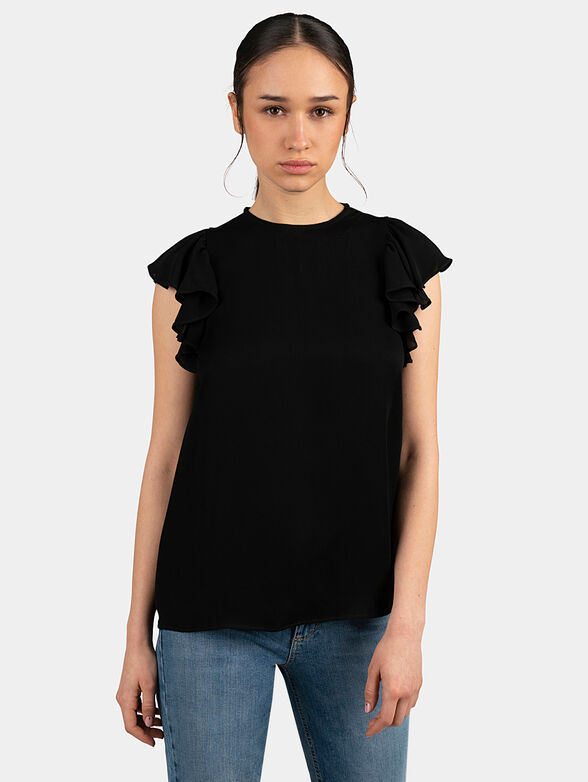 Black blouse with frills - 1