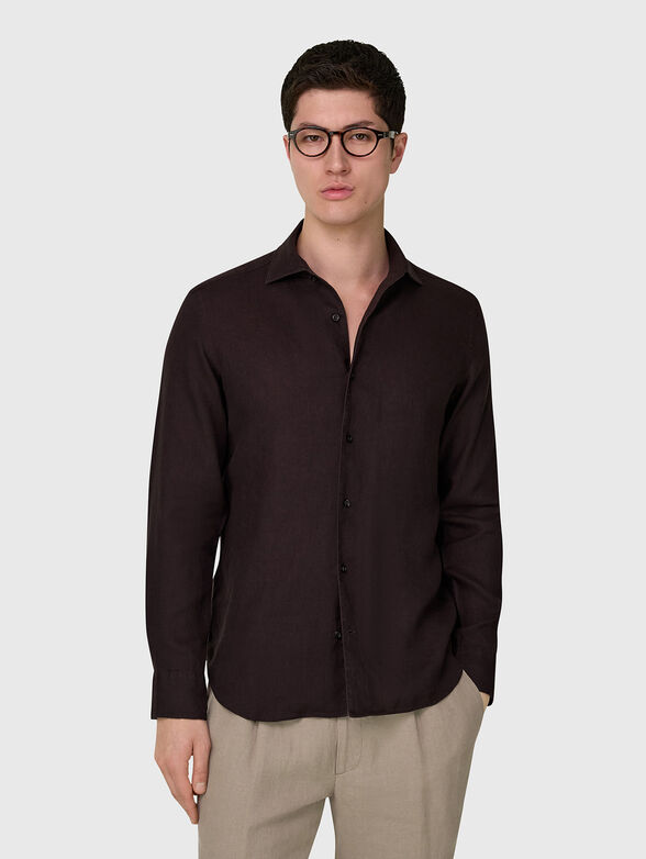 Dark brown linen shirt - 1