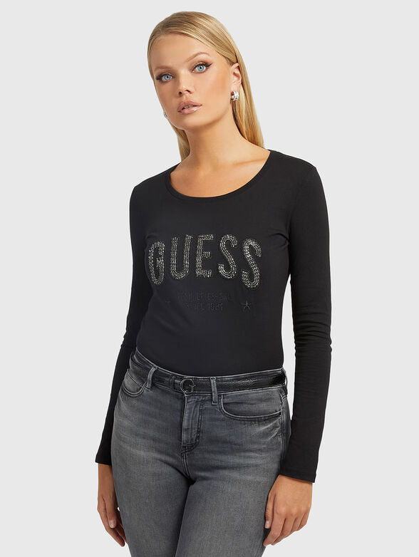 MIRELA black blouse with gemstones - 1