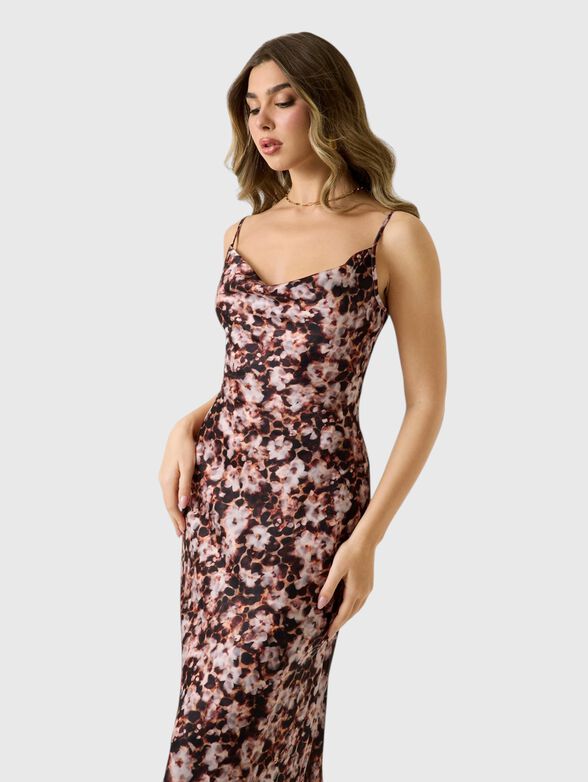 Midi dress with floral print in black - 3