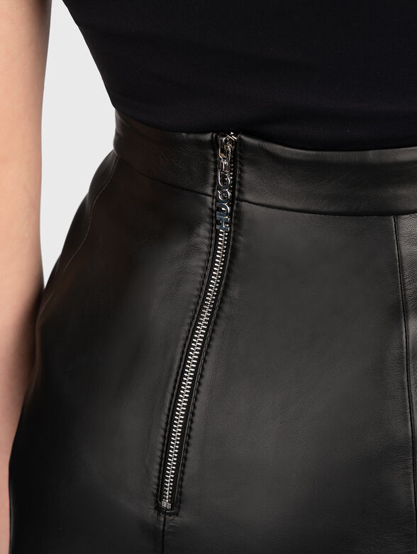 Black leather skirt with high waist - 3