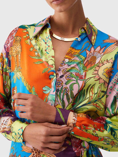 Satin shirt with floral print - 5