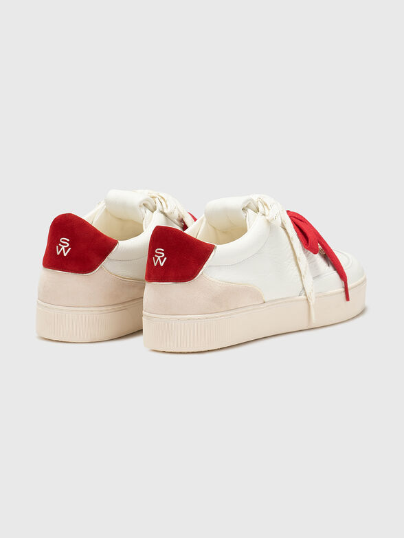 Leather sneakers with accent laces - 3