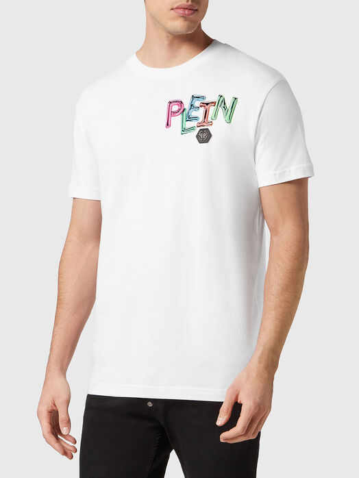 Black T-shirt with art logo print on the back