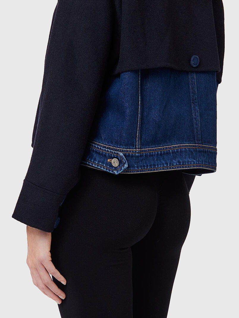 Wool blend jacket with denim inserts - 3