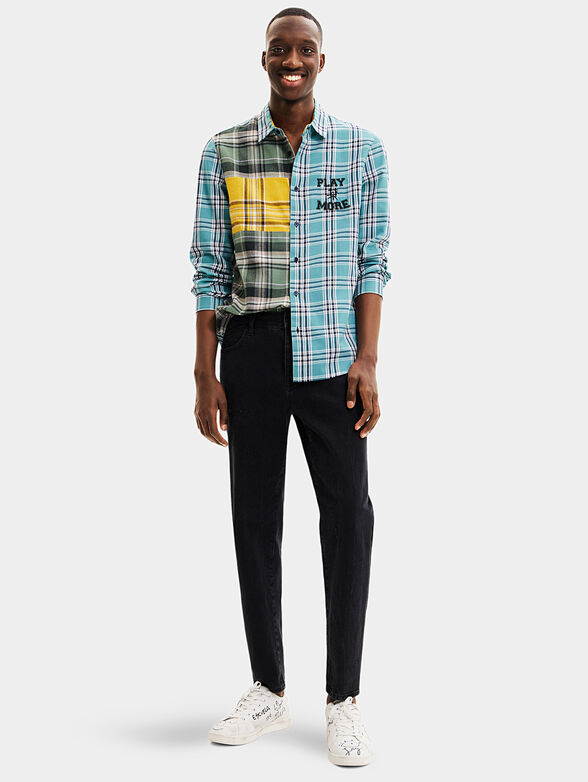 Plaid patchwork shirt - 2