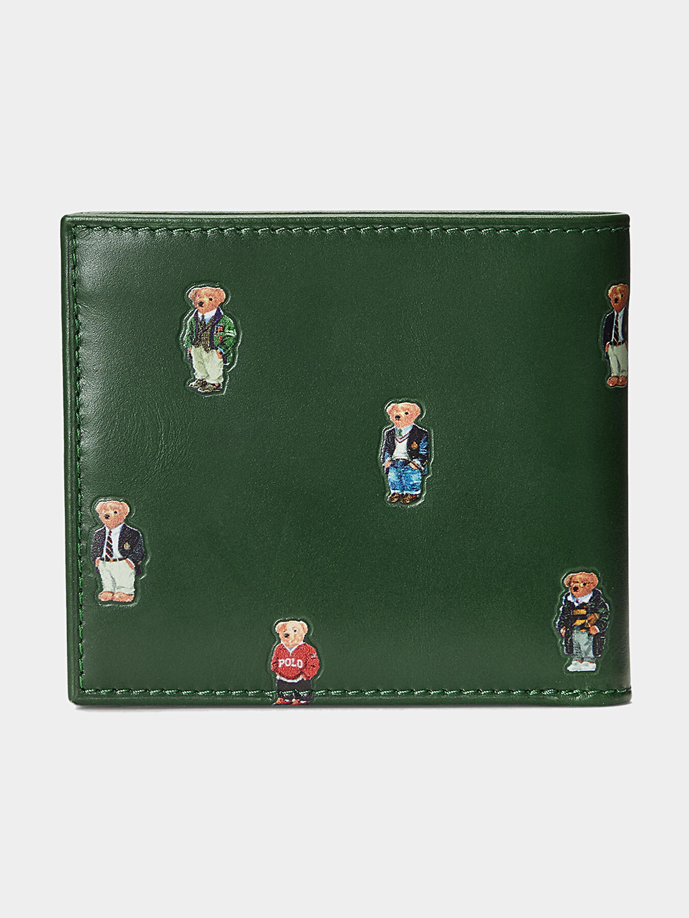 Polo Bear Leather wallet in green color brand POLO RALPH LAUREN Globalbrandsstore en
