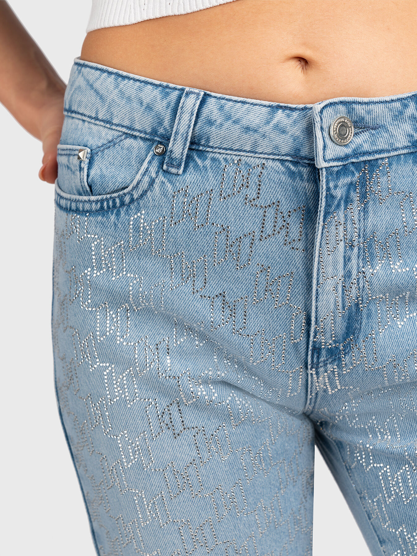 Blue jeans with rhinestones brand Karl Lagerfeld