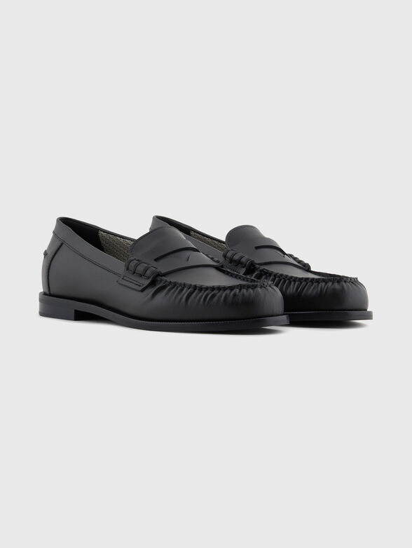 Black leather loafers - 2