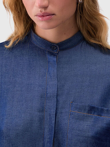 Shirt with detachable collar and floral embroidery - 4