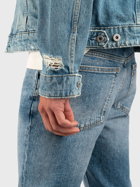 DEX denim jacket with rips and logo - 6