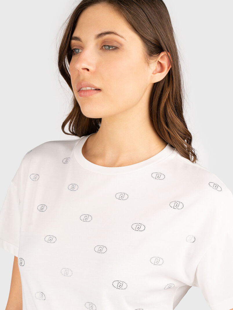 T-shirt with rhinestone monogram  - 2