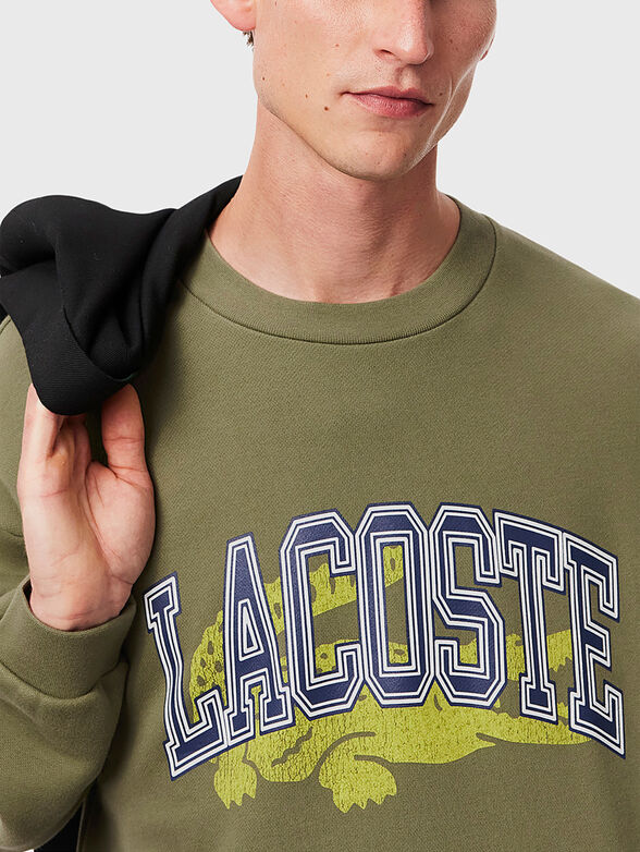 Green sweatshirt with contrasting logo print - 4