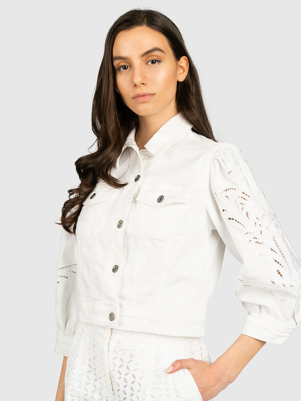 Denim jacket with openwork embroidery - 2