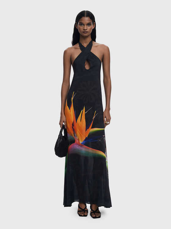 Maxi dress with halter neckline - 1