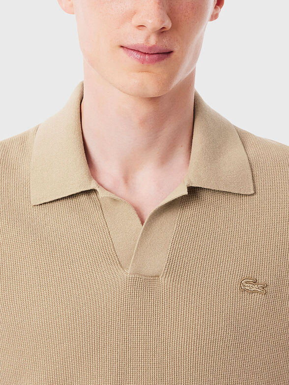 Knitted cotton blend polo shirt - 4