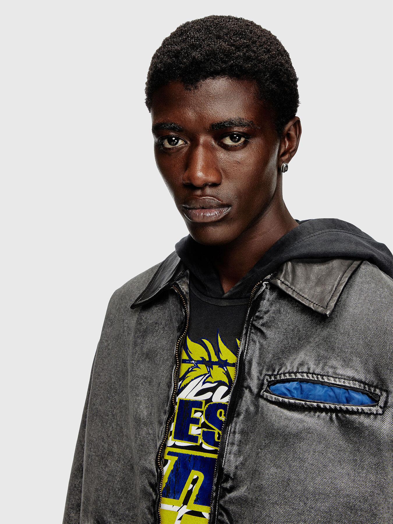 J-TAYLOR denim jacket with leather collar brand DIESEL