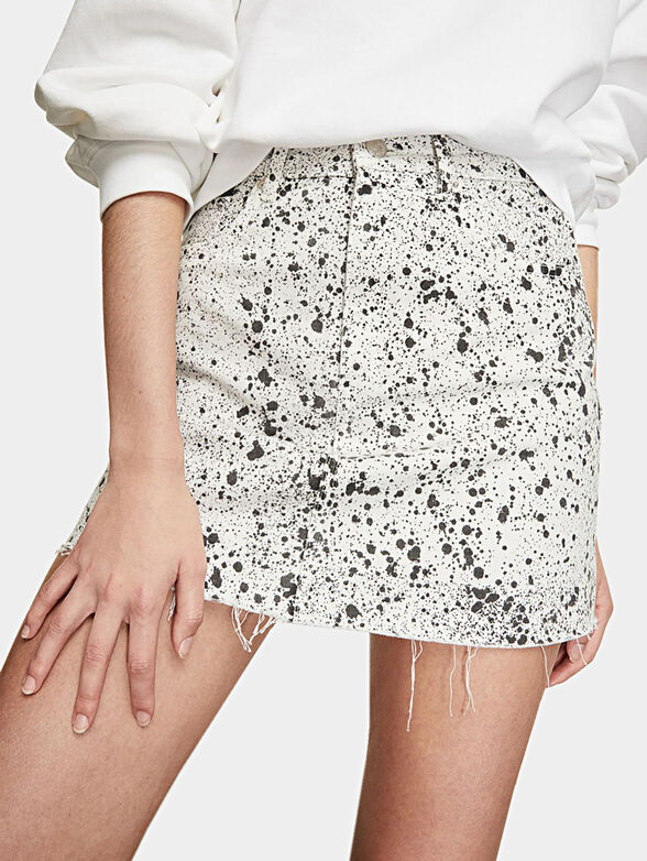 Short denim skirt with paint effect - 1