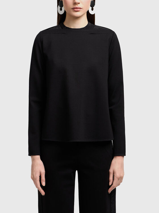 Viscose blend sweatshirt with micro studs - 1