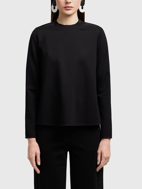 Viscose blend sweatshirt with micro studs - 1