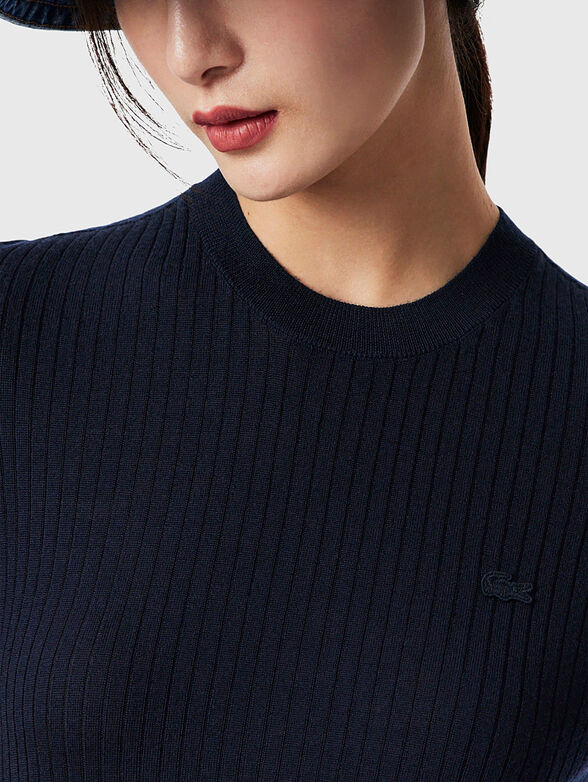 Short sleeved merino wool rib knit sweater - 4