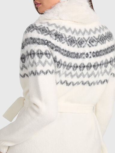 AKILAH wool blend cardigan with accent collar - 5