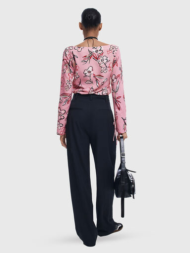 Pink blouse with floral print - 3