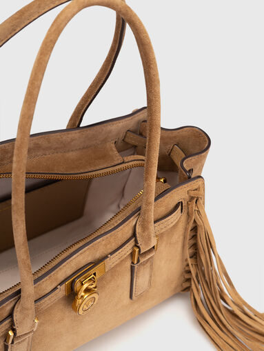 Suede bag with accent fringe - 5