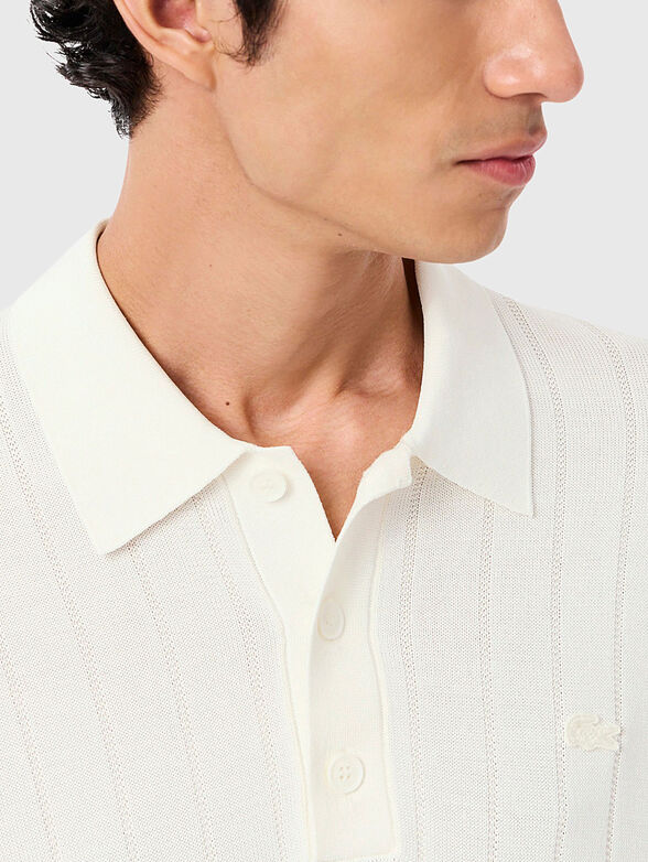 Knitted polo shirt with embossed texture - 4