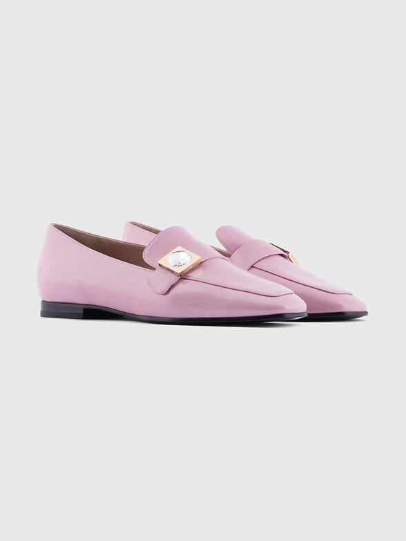Pink genuine leather loafers - 2
