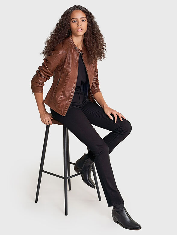 Genuine leather jacket in brown - 6