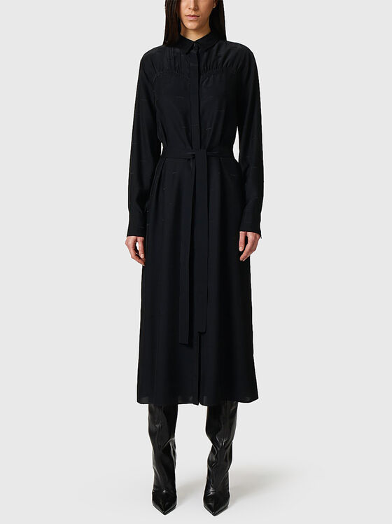 Черна миди рокля от вискозен бленд - 1