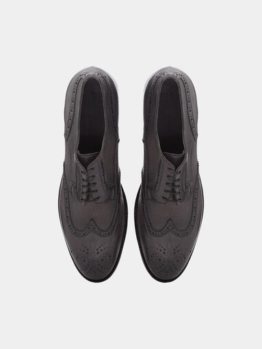 Grey leather Derby shoes - 5