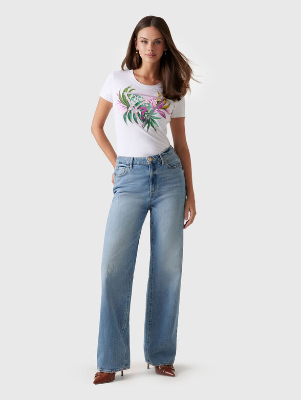 Slim cotton T-shirt with floral print - 2