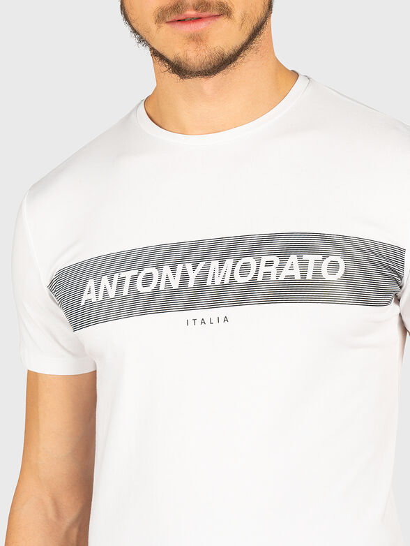 White cotton t-shirt with print - 2