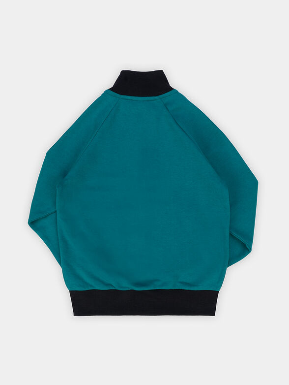 Blue sweatshirt with accent pockets - 2
